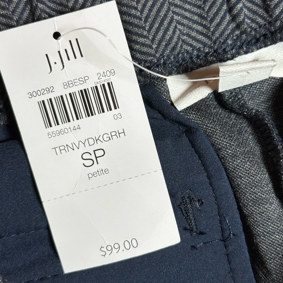 J.Jill Slim Leg Ponte Pants Gray and Navy Herringbone Small Petite (6p-8p) NWT - Picture 6 of 10